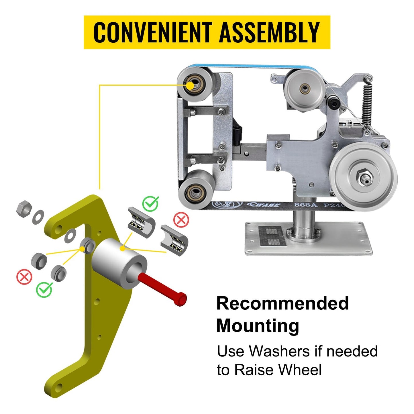 Belt Knife Grinder Wheel Set: 5m Drive, 16mm Bore, 4m Track, 2m Idler, 2.19kg