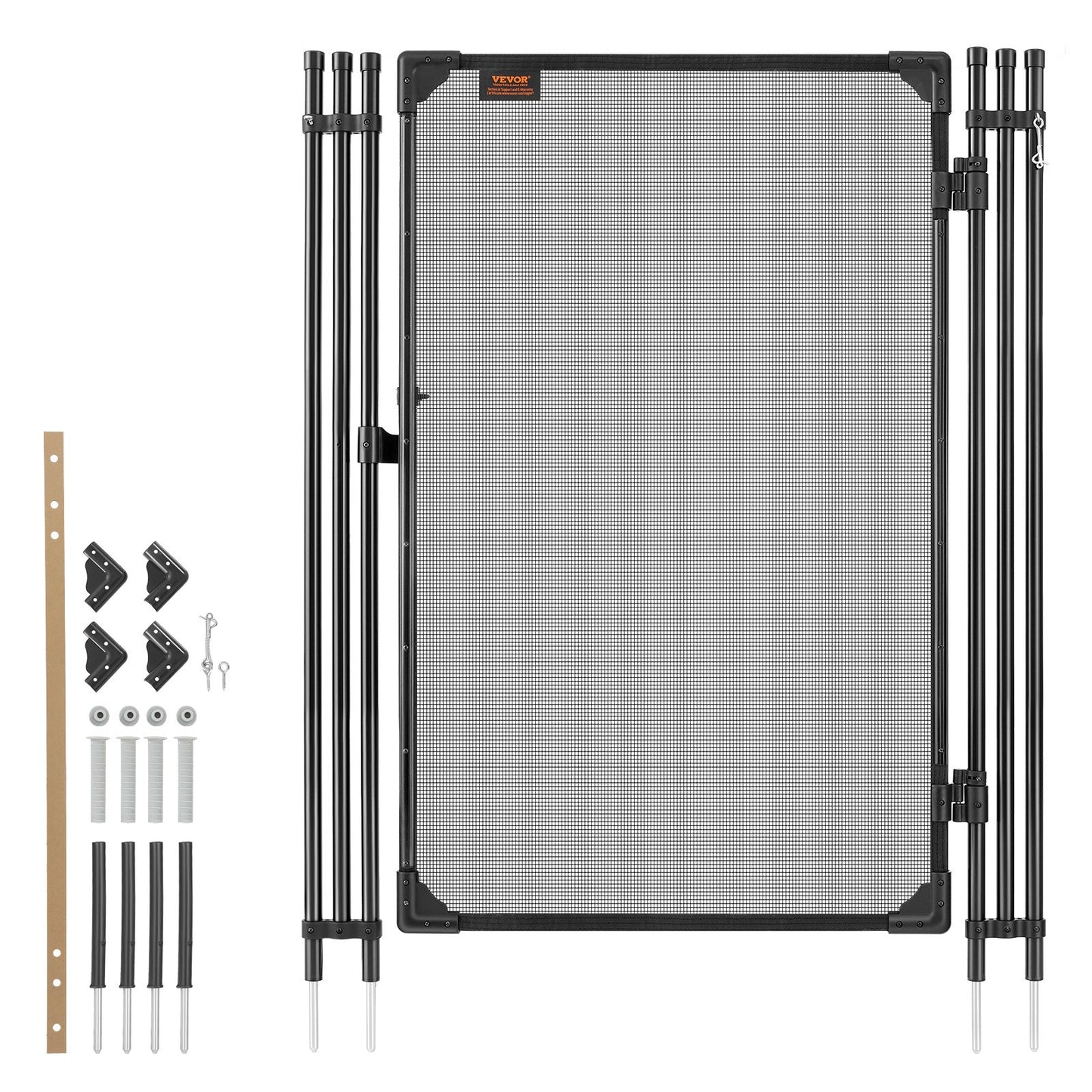 Pool Fence Gate, 1.2 x 0.75 m Inground Swimming Pool Fences Gate, Outdoor Security Fencing Door Kit with Metal Latch, 352 gsm Teslin PVC Mesh, Round Tube, Lockable and Easy Installation, Black
