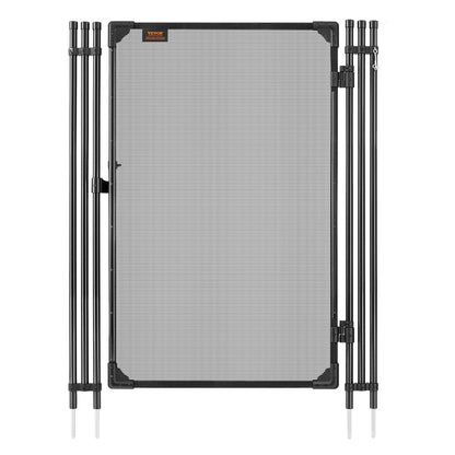 Pool Fence Gate, 1.2 x 0.75 m Inground Swimming Pool Fences Gate, Outdoor Security Fencing Door Kit with Metal Latch, 352 gsm Teslin PVC Mesh, Round Tube, Lockable and Easy Installation, Black