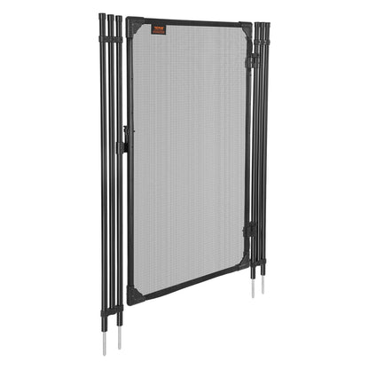 Pool Fence Gate, 1.2 x 0.75 m Inground Swimming Pool Fences Gate, Outdoor Security Fencing Door Kit with Metal Latch, 352 gsm Teslin PVC Mesh, Round Tube, Lockable and Easy Installation, Black