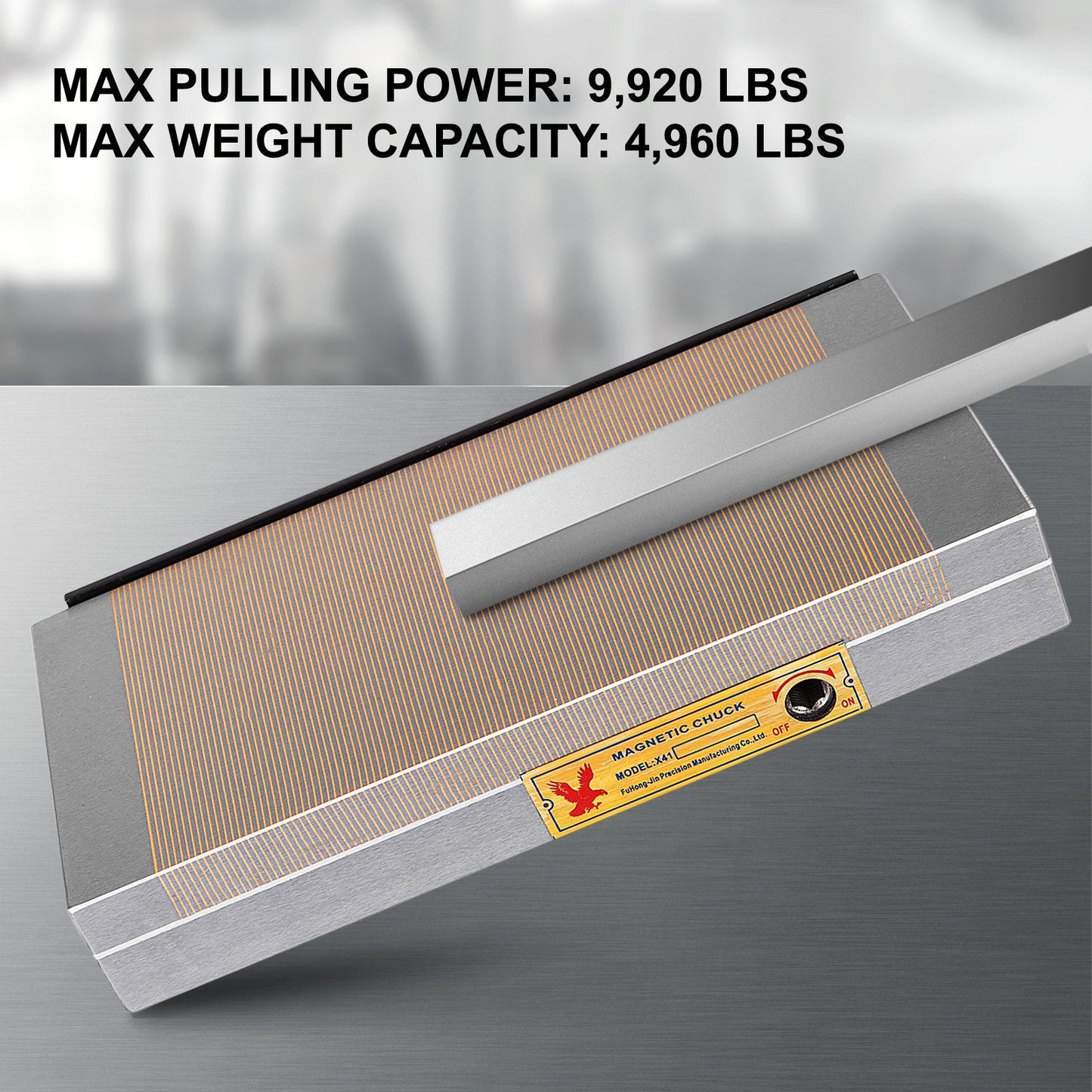 Permanent Magnetic Chuck, 0.15x0.3m, Fine-Pitch Copper Poles, 4500 kg Max Force
