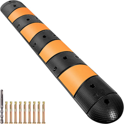 VEVOR Rubber Speed Bump, 1 Pack 2 Channel Speed Bump Hump, 72\" Long Modular Speed