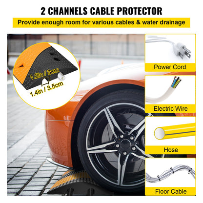 VEVOR Rubber Speed Bump, 2 Pack 2 Channel Speed Bump Hump, 42\" Long Modular Speed