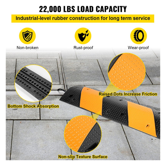Rubber Speed Bump Set, 2-Channel, 22000 kg Load, 1.02m Modular Design