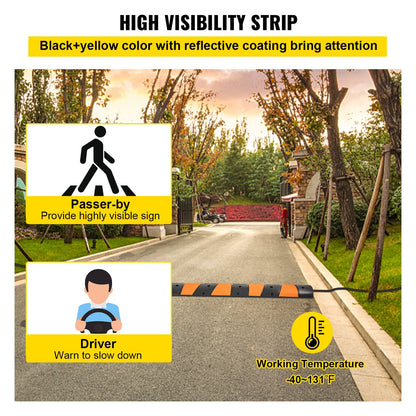 Rubber Speed Bump, 1 Pack 2-Channel, 1.85m Long, 9980 kg Capacity
