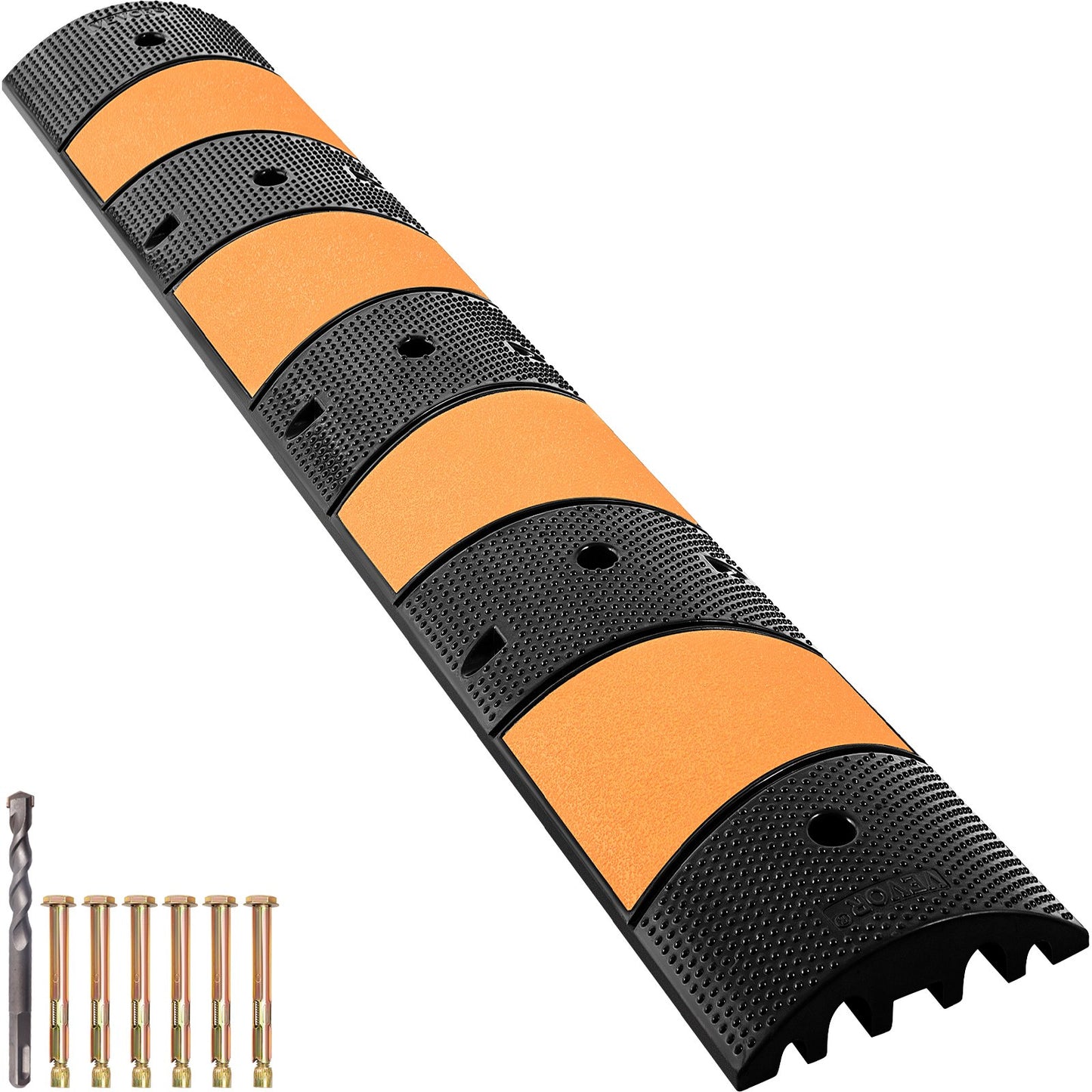 VEVOR Rubber Speed Bump, 1 Pack 2 Channel Speed Bump Hump, 72.8\" Long Modular Speed