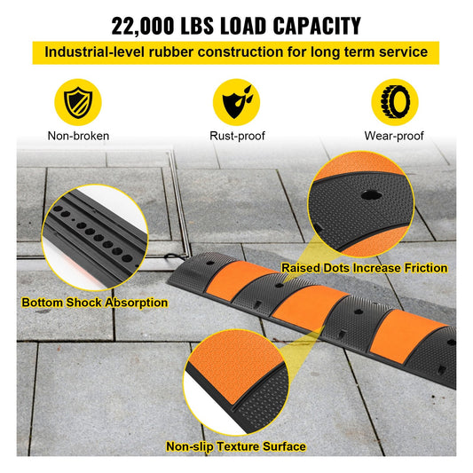 Modular Rubber Speed Bump Set, 2-Pack, 185 cm Long, 9980 kg Capacity