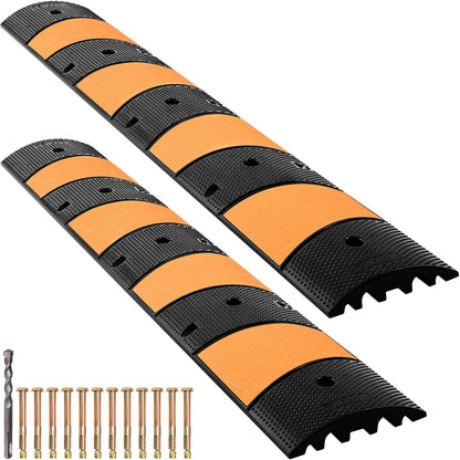 VEVOR Rubber Speed Bump, 2 Pack 2 Channel Speed Bump Hump, 72.8\" Long Modular Speed