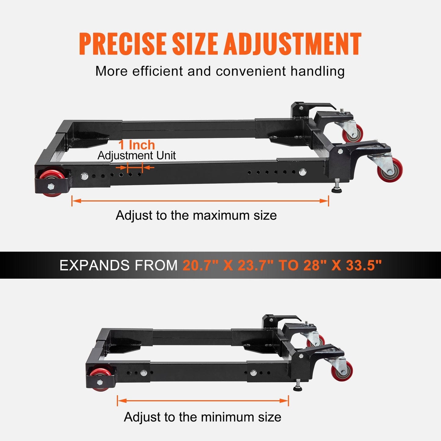 Heavy Duty Adjustable Mobile Base, 680 kg Capacity, 0.5 x 0.6 m to 0.7 x 0.8 m