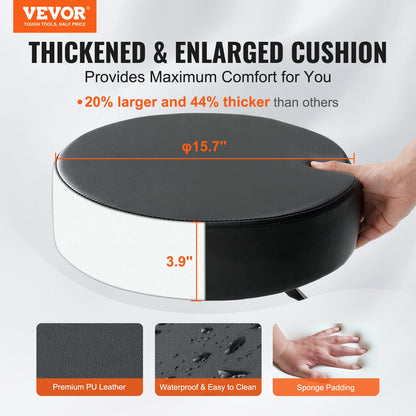 VEVOR Round Rolling Stool, Rolling Stool with Wheels PU Leather Height Adjustable,