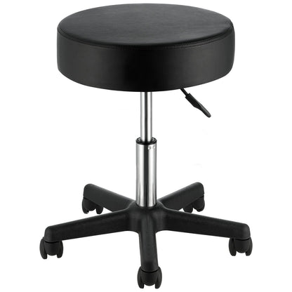 VEVOR Round Rolling Stool, Rolling Stool with Wheels PU Leather Height Adjustable,