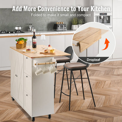 VEVOR Kitchen Island Cart with Solid Wood Top, 1150mm Width Mobile Carts with Storage