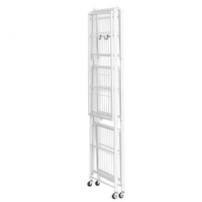 VEVOR Folding Storage Shelf with Wheels 4-Tier No Assembly Organizer Shelf White