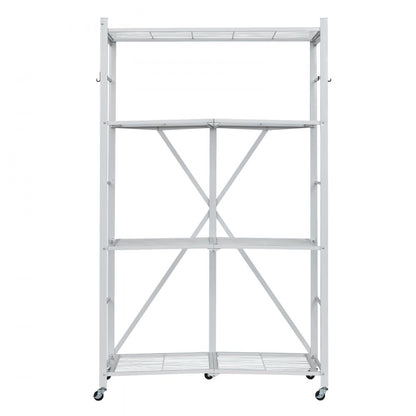VEVOR Folding Storage Shelf with Wheels 4-Tier No Assembly Organizer Shelf White