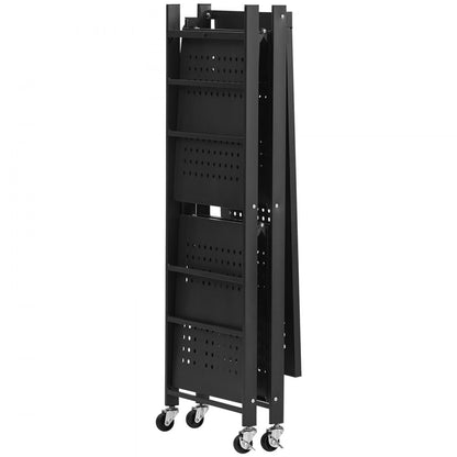 VEVOR 3-Tier Foldable Storage Shelf with Wheels 76 x 33 x 91 cm Metal Shelving