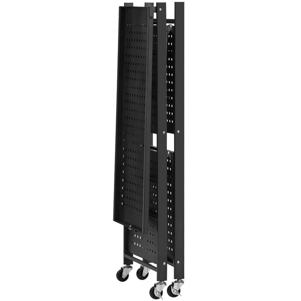 VEVOR 3-Tier Foldable Storage Shelf with Wheels 71 x 33 x 91 cm Metal Shelving