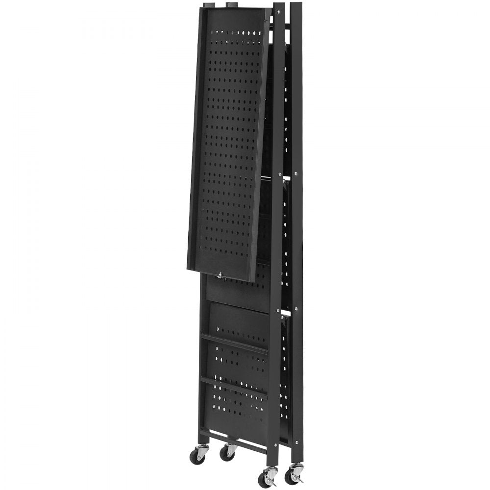 4-Tier Foldable Storage Shelf with Wheels 66 x 33 x 117 cm Metal Shelving