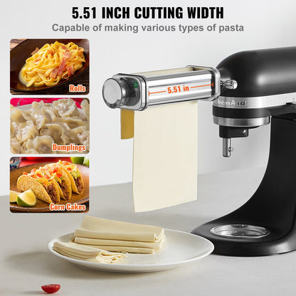 Stainless Steel Pasta Attachment for KitchenAid Mixer, 0.14m Wide, 8 Settings
