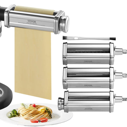 3-Piece Pasta Roller & Cutter Set for KitchenAid Mixer, Stainless Steel
