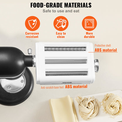 VEVOR 3-IN-1 Pasta Attachment for KitchenAid Stand Mixer Pasta Roller Cutter Set