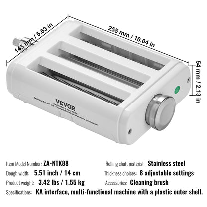 VEVOR 3-IN-1 Pasta Attachment for KitchenAid Stand Mixer Pasta Roller Cutter Set