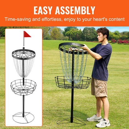 VEVOR Disc Golf Basket, 24-Chains Portable Disc Golf Target Hole, Heavy Duty Steel