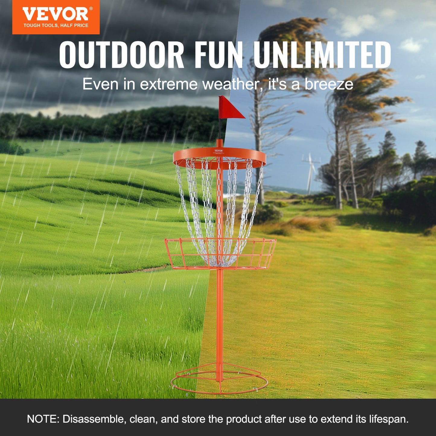 VEVOR Disc Golf Basket, 24-Chains Portable Disc Golf Target Hole, Heavy Duty Steel