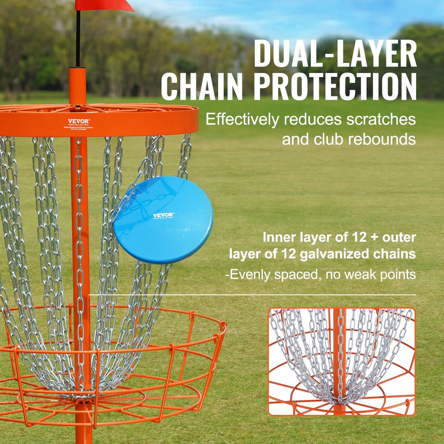 VEVOR Disc Golf Basket, 24-Chains Portable Disc Golf Target Hole, Heavy Duty Steel