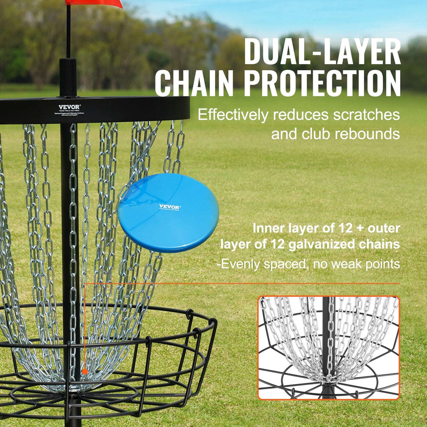 VEVOR Disc Golf Basket, 24-Chains Portable Disc Golf Target Hole, Heavy Duty Steel
