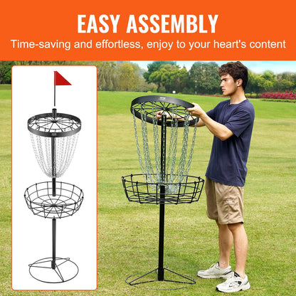 Portable Disc Golf Basket, 24-Chain Steel Target, 1.35m Tall, 14.05 kg, Black