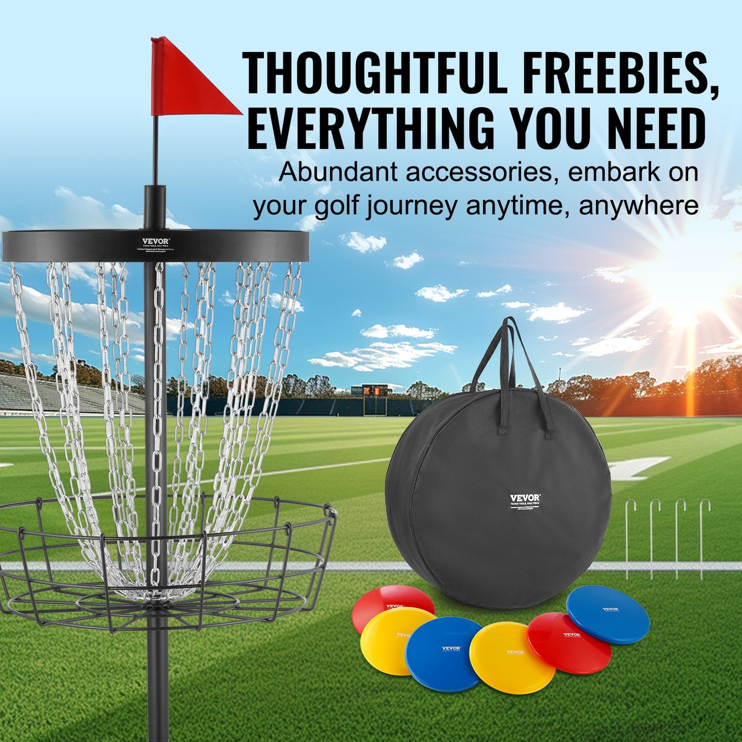VEVOR Disc Golf Basket, 24-Chains Portable Disc Golf Target Hole, Heavy Duty Steel