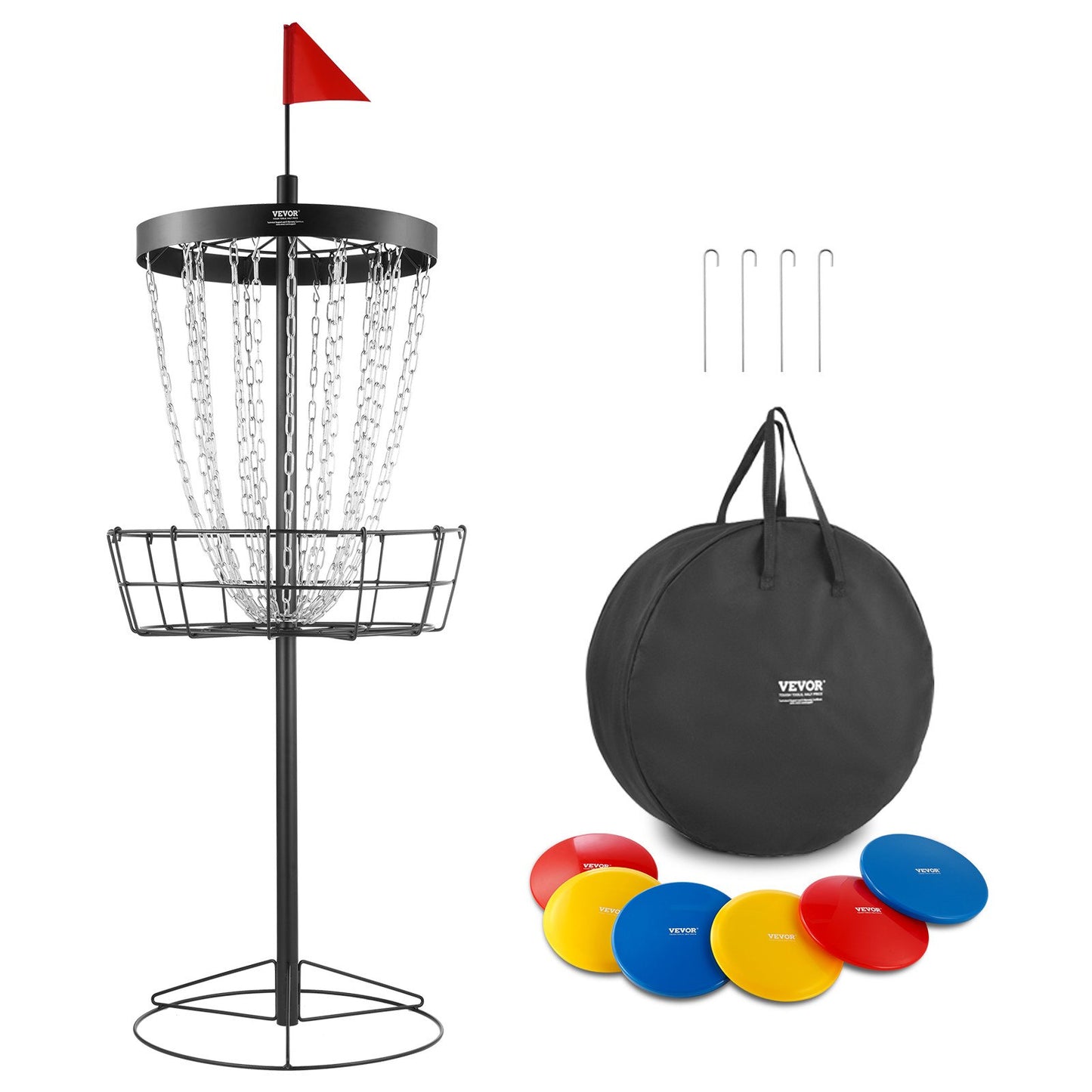 VEVOR Disc Golf Basket, 24-Chains Portable Disc Golf Target Hole, Heavy Duty Steel