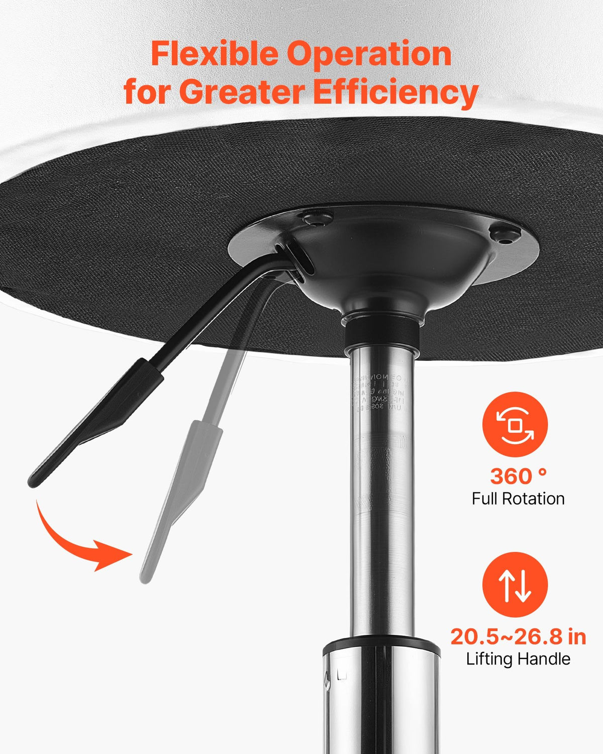 Rolling Stool with Wheels, 226.8kg Weight Capacity, Height Adjustable, Thick Cushion Ergonomic PU Leather Seat, 360° Swivel Round Rolling Stool Chair for Salon, Spa, Clinic, Medical, White