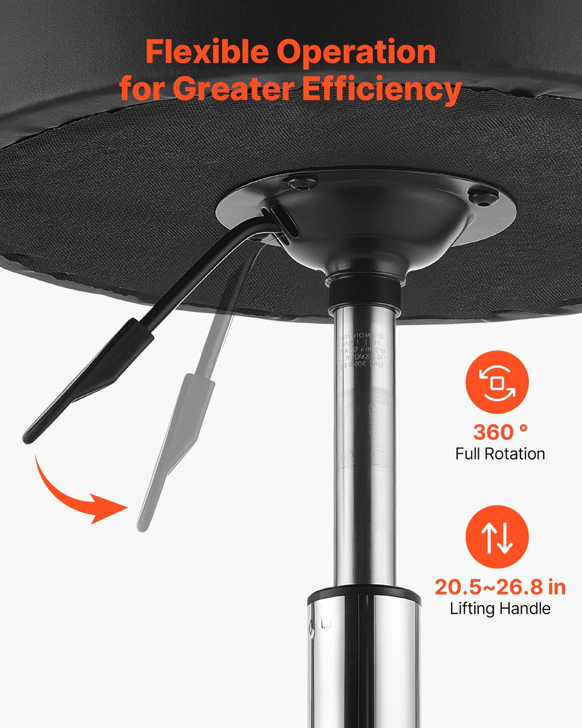 Rolling Stool with Wheels Footrest, 226.8kg Weight Capacity, Height Adjustable, Thick Cushion Ergonomic PU Leather Seat, 360° Swivel Round Rolling Stool Chair for Salon, Clinic, Medical, Black