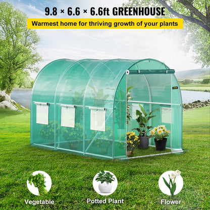 VEVOR Walk-in Tunnel Greenhouse, 3 x 2 x 2 m, Portable Plant Hot House with Galvanised