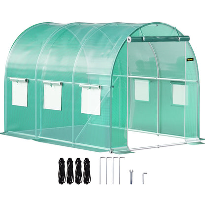 Portable Walk-In Tunnel Greenhouse, 3 x 2 x 2 m with Zipper Door & Windows