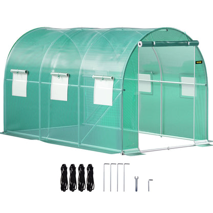 Walk-in Tunnel Greenhouse with Galvanized Frame & PE Cover, 3.7 x 2.1 x 2.1 m