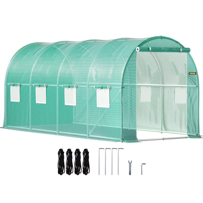 Large Walk-In Tunnel Greenhouse with Galvanized Frame & Waterproof PE Cover