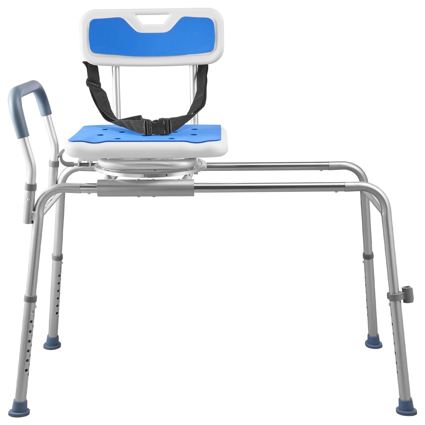 Sliding Shower Chair, 180 kg Tub Transfer Bench for Bathtub with Swivel Seat, Padded Shower Bench with Arms and Backrest, Height Adjustable for Handicap, Adults, Seniors, Elderly and Disabled