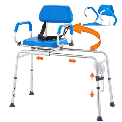 Adjustable Sliding Tub Transfer Bench with 360° Swivel, 150 kg Capacity