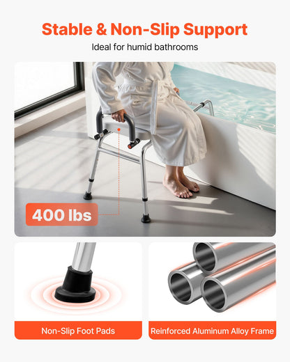 Sliding Shower Chair, 180 kg Tub Transfer Bench for Bathtub with Swivel Seat, Shower Bench with Pivoting Arms and Backrest, Height & Width Adjustable for Handicap, Seniors, Elderly and Disabled