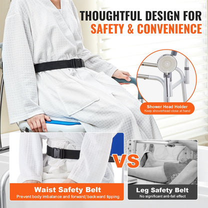 Sliding Tub Transfer Bench with Swivel Seat, 180 kg Capacity, Adjustable Height