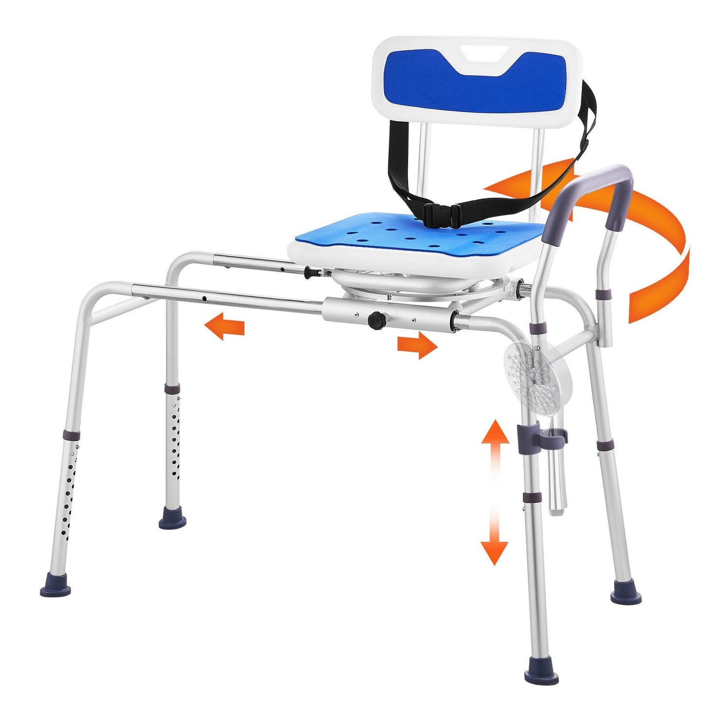 Sliding Tub Transfer Bench with Swivel Seat, 180 kg Capacity, Adjustable Height
