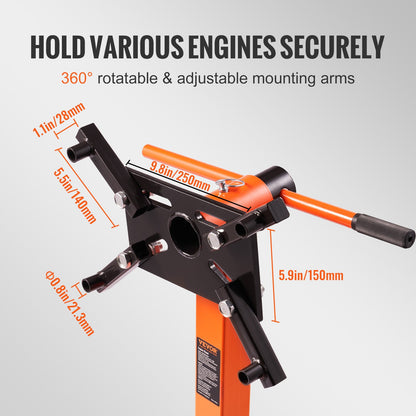 VEVOR Engine Stand 1300LBS Motor Hoist Dolly 360 Degree Adjustable Mounting Head