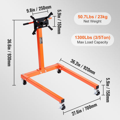 Heavy-Duty Engine Stand with 590 kg Capacity and 360° Adjustable Mounting Head