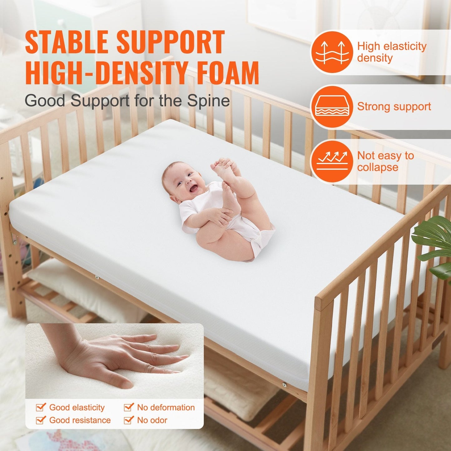 Two-Sided Breathable Crib Mattress with Memory Foam, 0.6x1.0 M, Waterproof Covers