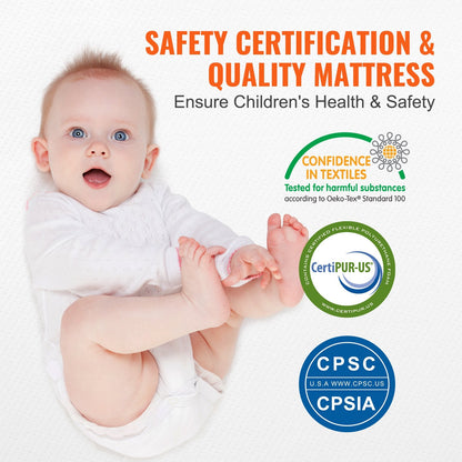 Two-Sided Breathable Crib Mattress with Memory Foam, 0.6x1.0 M, Waterproof Covers
