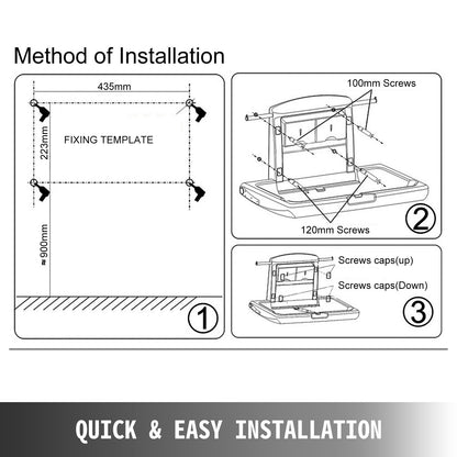 VEVOR Horizontal Baby Changing Table Wall-mounted Baby Diaper Changing Station Vertical