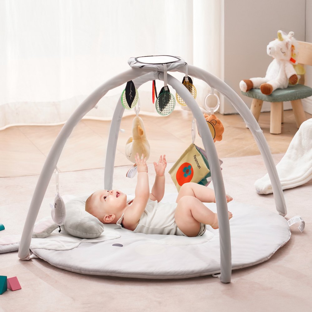 Baby Play Gym Mat Tummy Time Activity Mat with 6 Sensory Toy 42.9" x 33.5"