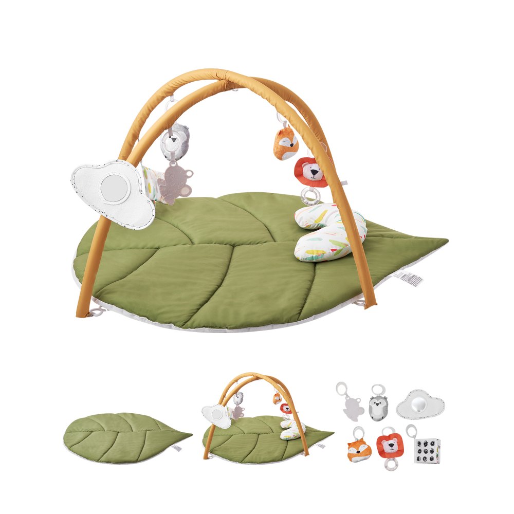 Baby Play Gym Mat Tummy Time Activity Mat with 6 Sensory Toy 42.9" x 33.5"